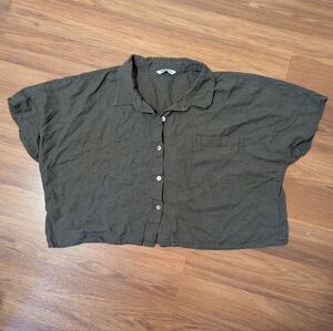 Ci Sono Woven Cropped Buttondown